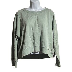 Danskin Cropped Crewneck Sweatshirt Womens S Lily Pad Green Soft Cotton Blend